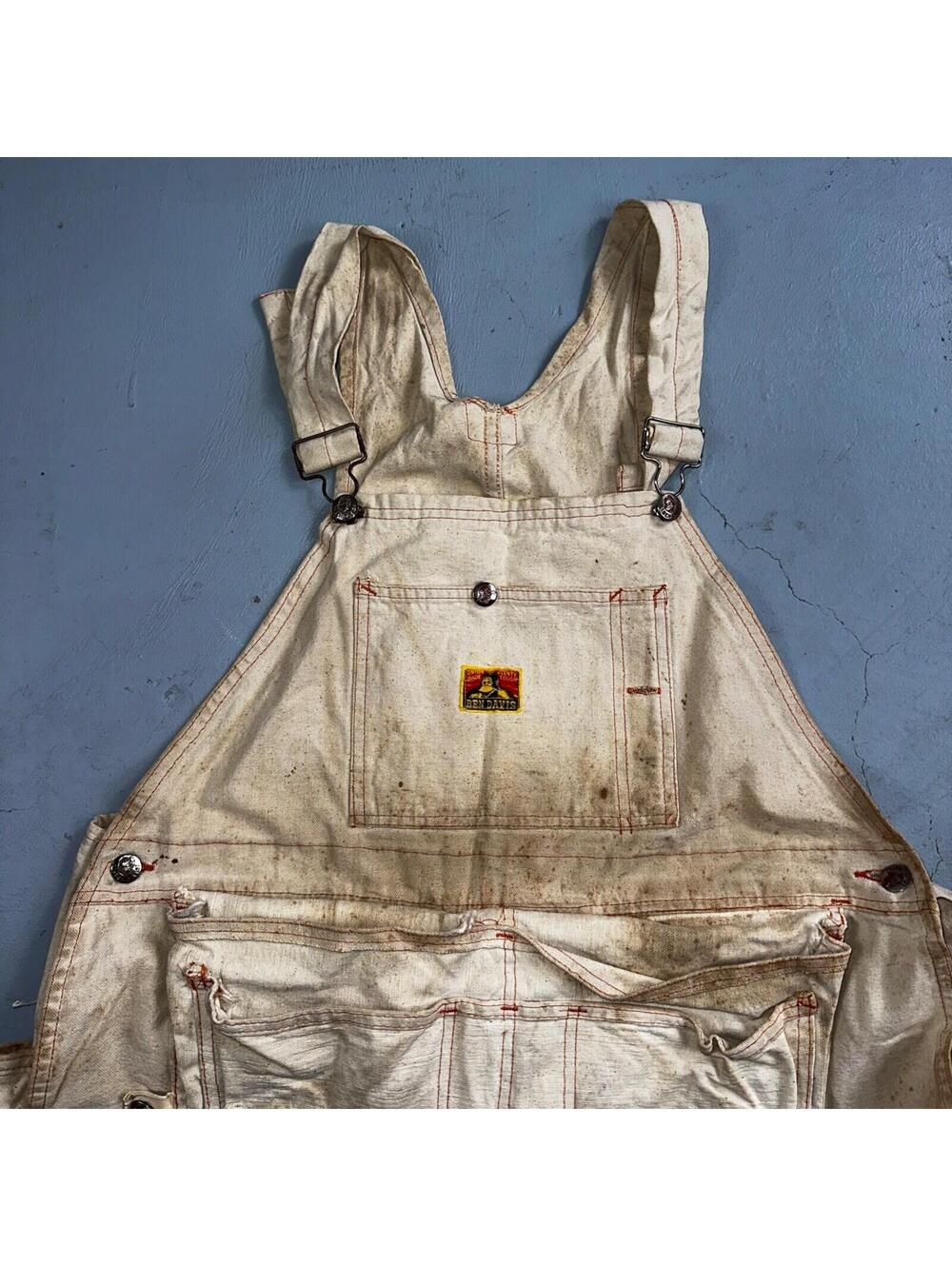 Ben Davis Vintage 60s Yellow Tag Canvas Overalls Pants Union 1960s USA Thrashed